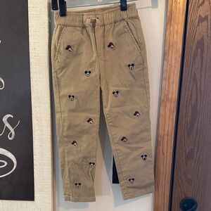 Tan Pants with Mickey Mouse Embroidery